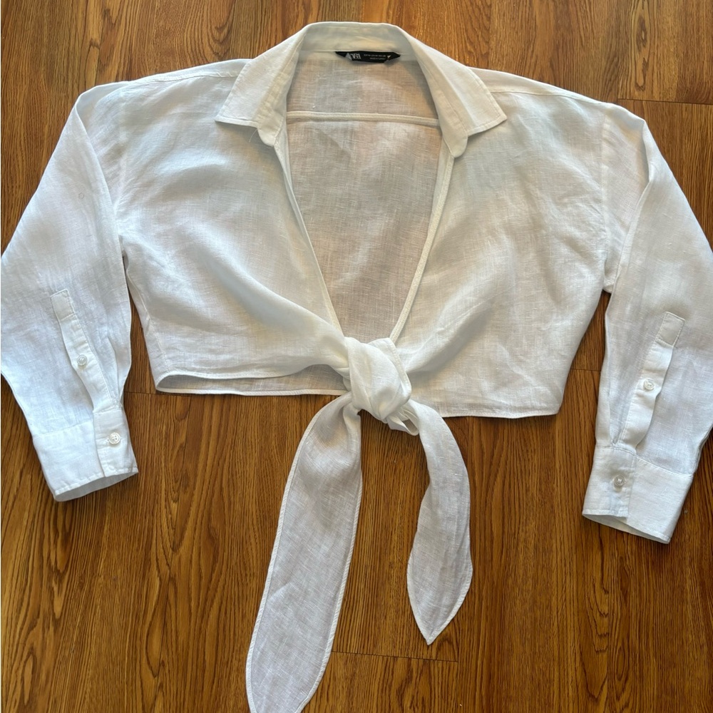 Zara cropped linen shirt - Picture 7 of 9